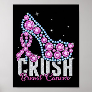Crush Breast Cancer Bling Ribbon  Poster