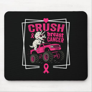 Crush Breast Cancer Dinosaur Driving A Pink Monste Mouse Pad