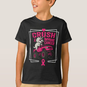 Crush Breast Cancer Dinosaur Driving A Pink Monste T-Shirt