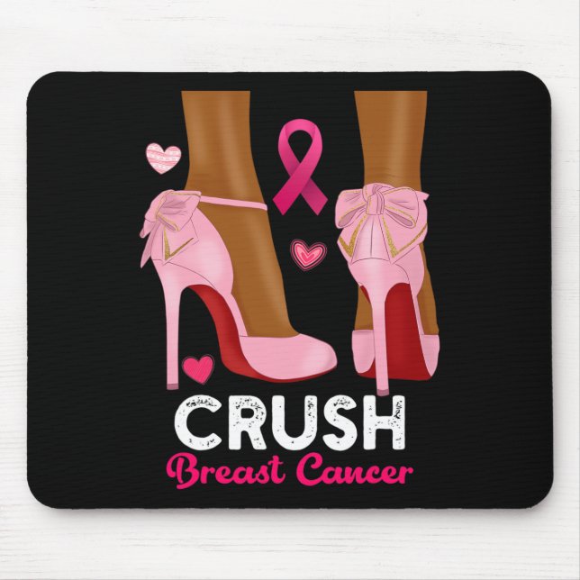 Crush Breast Cancer In October We Wear Pink Black  Mouse Pad (Front)