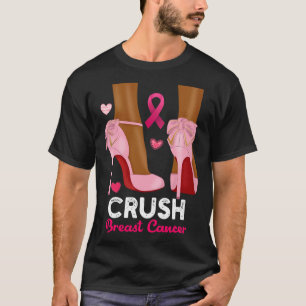 Crush Breast Cancer In October We Wear Pink Black  T-Shirt