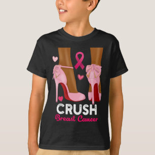 Crush Breast Cancer In October We Wear Pink Black  T-Shirt