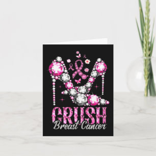 Crush Breast Cancer Pink Bling High Heels Ribbon Card