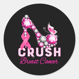 Crush Breast Cancer Warrior Support Breast Cancer Classic Round Sticker