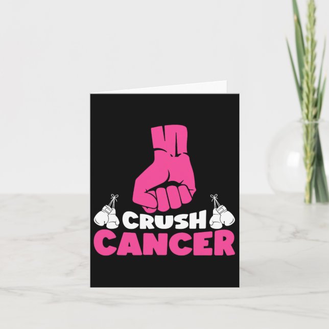 Crush Cancer Boxing Pink Ribbon Breast Cancer Awar Card (Front)