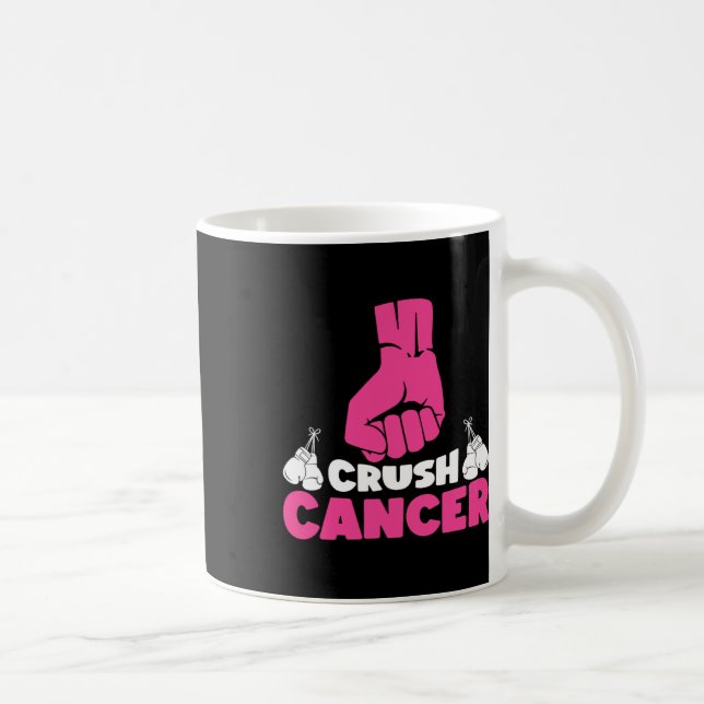Crush Cancer Boxing Pink Ribbon Breast Cancer Awar Coffee Mug (Right)