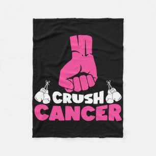Crush Cancer Boxing Pink Ribbon Breast Cancer Awar Fleece Blanket