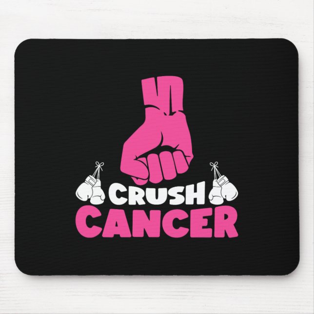 Crush Cancer Boxing Pink Ribbon Breast Cancer Awar Mouse Pad (Front)