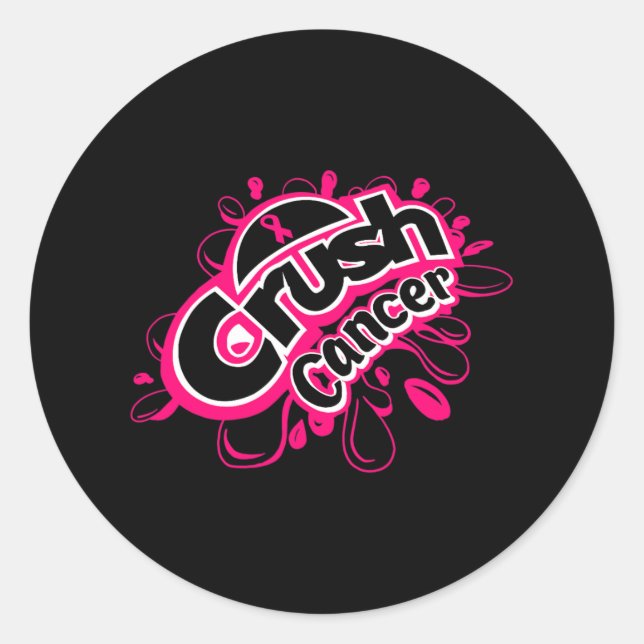 Crush cancer breast cancer awareness  classic round sticker (Front)