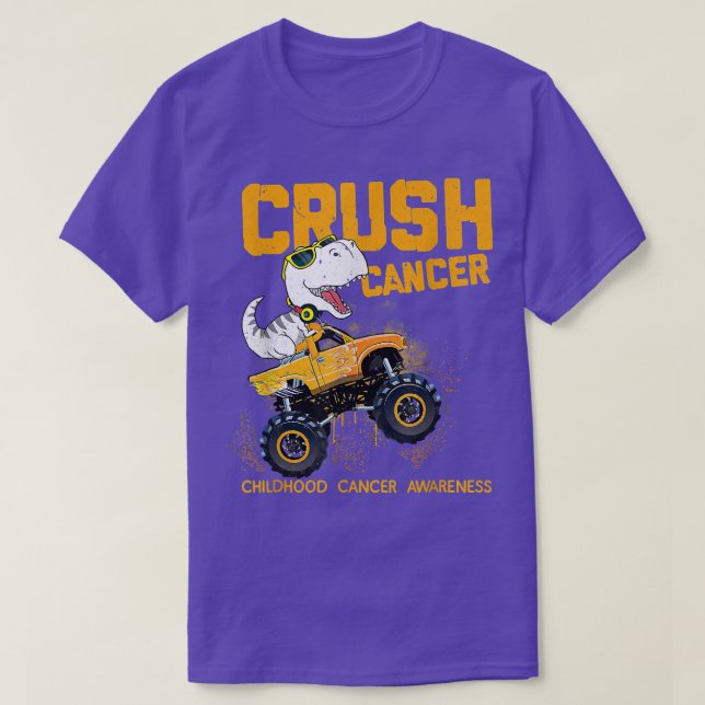 Crush Cancer Childhood Cancer Awareness Dinosaur T T-Shirt (Design Front)