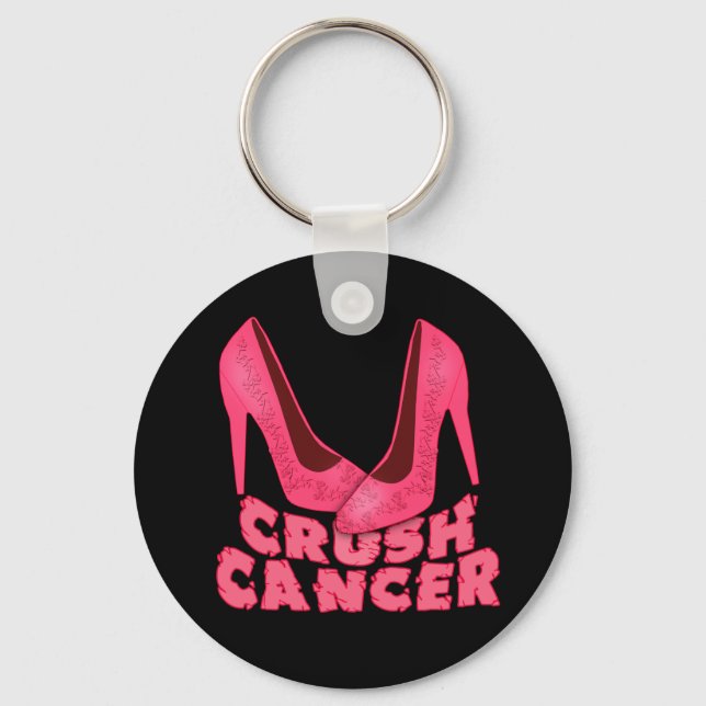 Crush Cancer with Stilettos Key Ring (Front)
