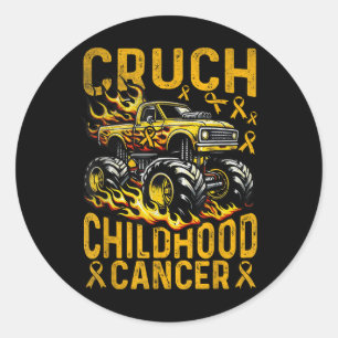 Crush Childhood Cancer Awareness Monster Truck &am Classic Round Sticker
