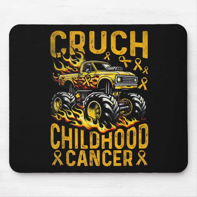 Crush Childhood Cancer Awareness Monster Truck &am Mouse Pad (Front)