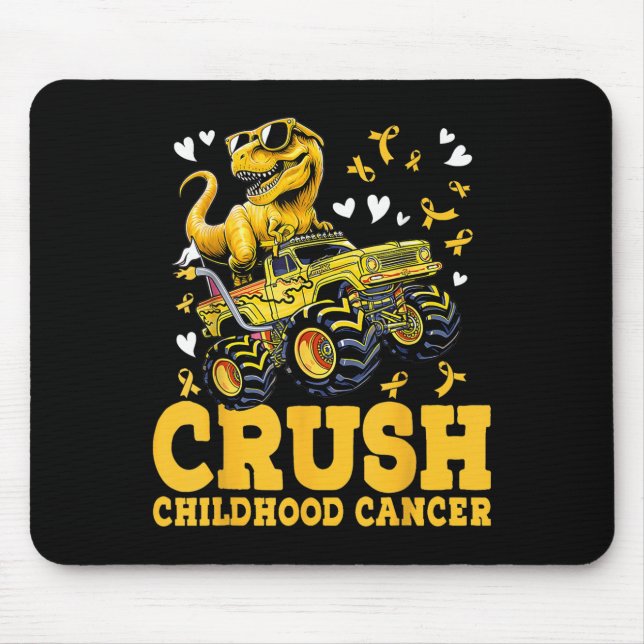 Crush Childhood Cancer Awareness Monster Truck Din Mouse Pad (Front)