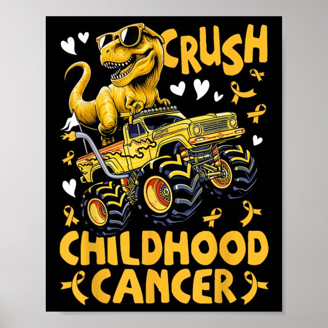 Crush Childhood Cancer Awareness Monster Truck Din Poster (Front)