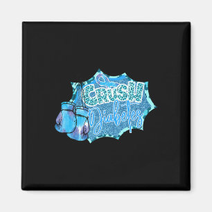 Crush Diabetes Blue Boxing Gloves Diabetes Awarene Magnet