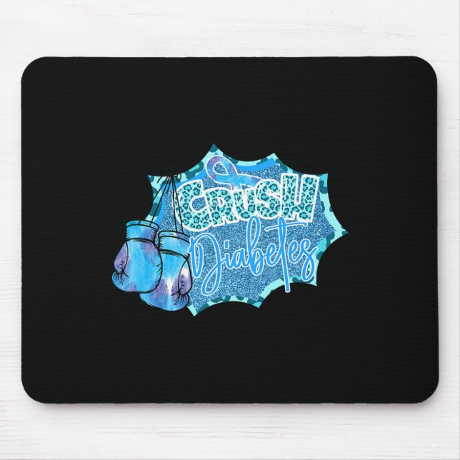 Crush Diabetes Blue Boxing Gloves Diabetes Awarene Mouse Pad (Front)