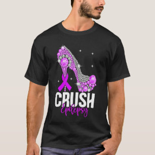 Crush Epilepsy Awareness Diamond High Heel Purple  T-Shirt