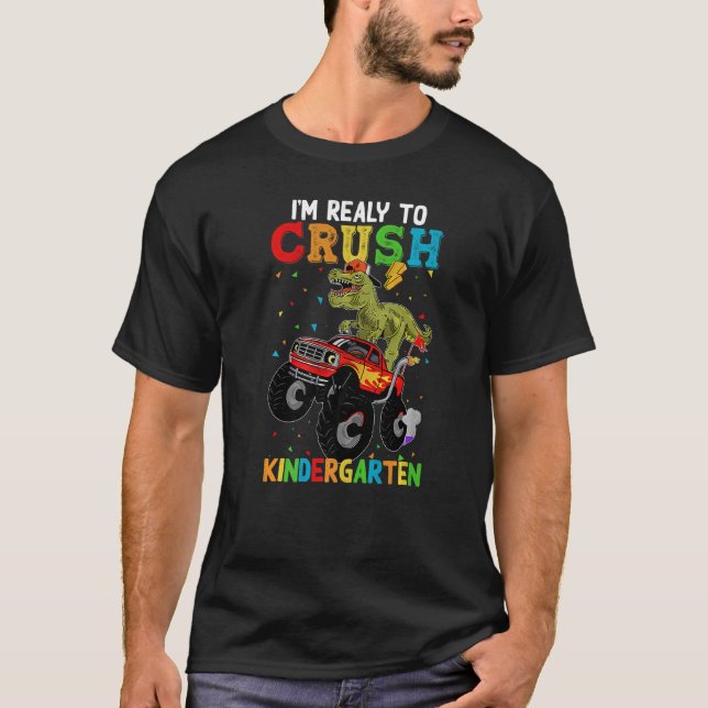 Crush Kindergarten Back To School Monster Truck Di T-Shirt (Front)