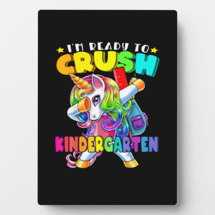 Crush Kindergarten Dabbing Unicorn Back to School Plaque