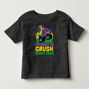 Crush Mardi Gras Monster Truck Dinosaur t rex Todd Toddler T-Shirt
