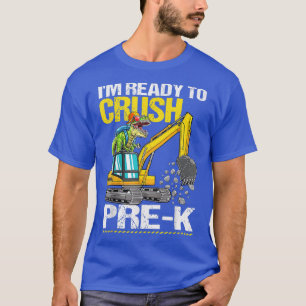 Crush Pre-k Construction Truck Dinosaur Back To Sc T-Shirt