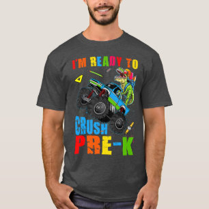 Crush Pre-k Dinosaur Monster Truck Back To School T-Shirt