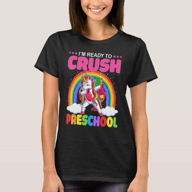 Crush Preschool Dabbing Unicorn Back to School Gir T-Shirt (Front)