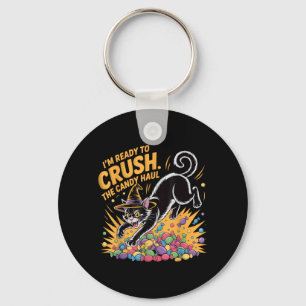 Crush The Candy Haul Funny Halloween Black Cat Key Ring