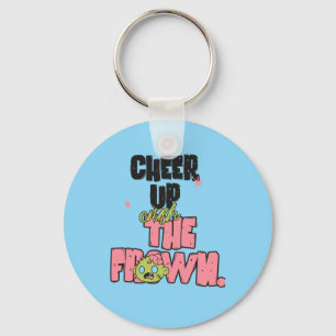 CRUSH THE FROWN CHEER UP ROUND METAL KEYCHAIN