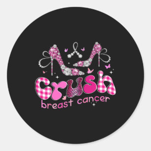 Crush Wear Pink Breast Cancer Awareness Pink Ribbo Classic Round Sticker