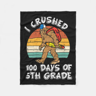 Crushed 100 Days Of 5th Grade Bigfoot 100th Day Of Fleece Blanket