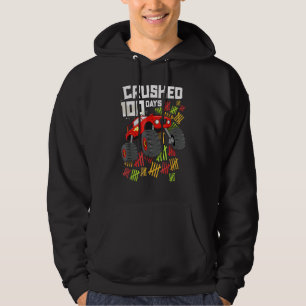 Crushed 100 Days Of School Boy Monster Truck 100th Hoodie