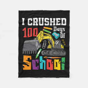 Crushed 100 Days Of School Construction Vehicle Bo Fleece Blanket