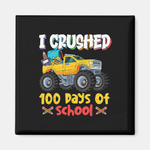 Crushed 100 Days Of School Monster Truck  Magnet