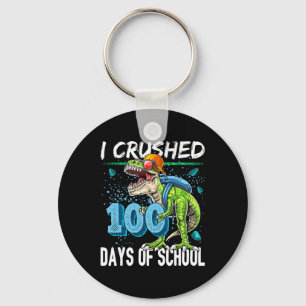 Crushed 100 Days Of School T Rex Dinosaur Teacher Key Ring