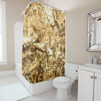 Crushed Golden Folds Shower Curtain
