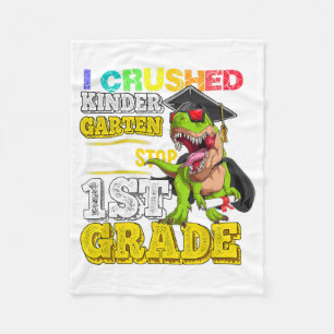 Crushed Kindergarten Next Stop 1st Grade Dinosaur  Fleece Blanket