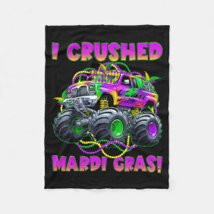 Crushed mardi gras monster truck fat tuesday parad fleece blanket