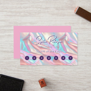 Crushed Metal Holographic Pink Blue Loyalty Card