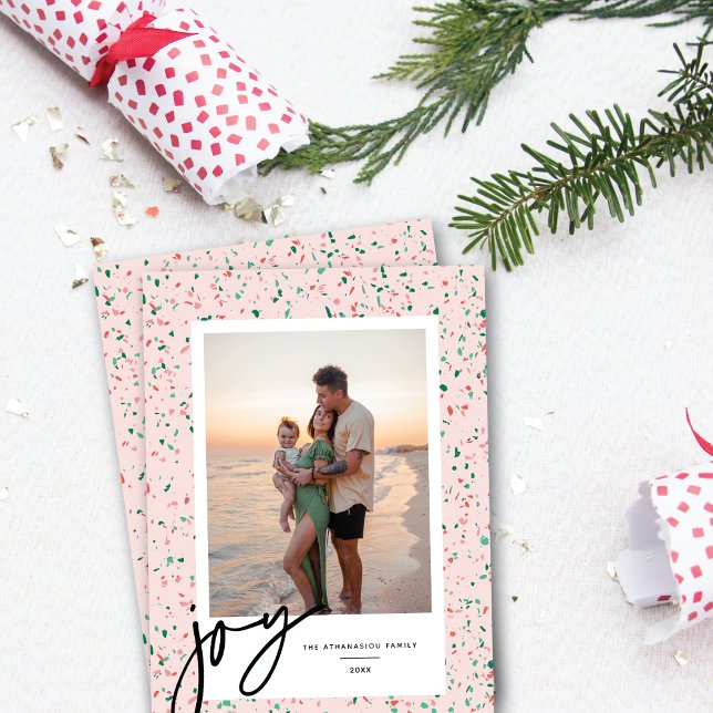 Crushed Peppermint Terrazzo Christmas Photo Card (Creator Uploaded)