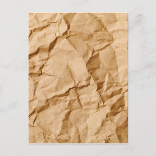 Crushed Wrinkled Brown Paper Grunge Background Postcard (Front)