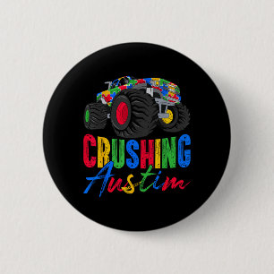 Crushing Autism Awareness Monster Truck Puzzle 6 Cm Round Badge