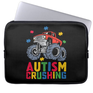 Crushing Autism Monster Truck Awareness Boy Girl Laptop Sleeve