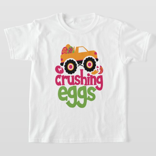 Crushing Eggs Monster Truck Boys Easter T-Shirt (Laydown)
