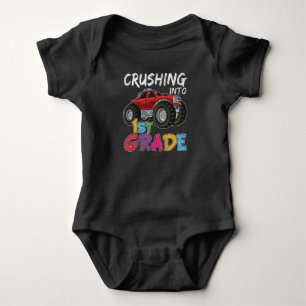 Crushing Into First Grade Truck Lover Student Gift Baby Bodysuit