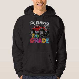Crushing Into Second Grade Monster Truck Cute 2nd Hoodie