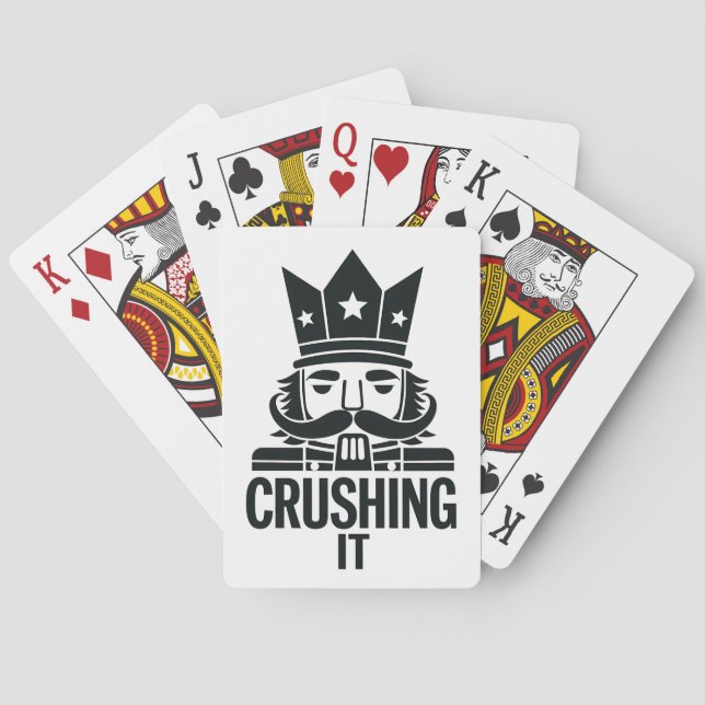 Crushing It Funny Christmas Nutcracker  Playing Cards (Back)