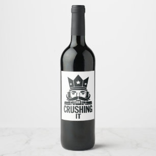 Crushing It Funny Christmas Nutcracker Wine Label