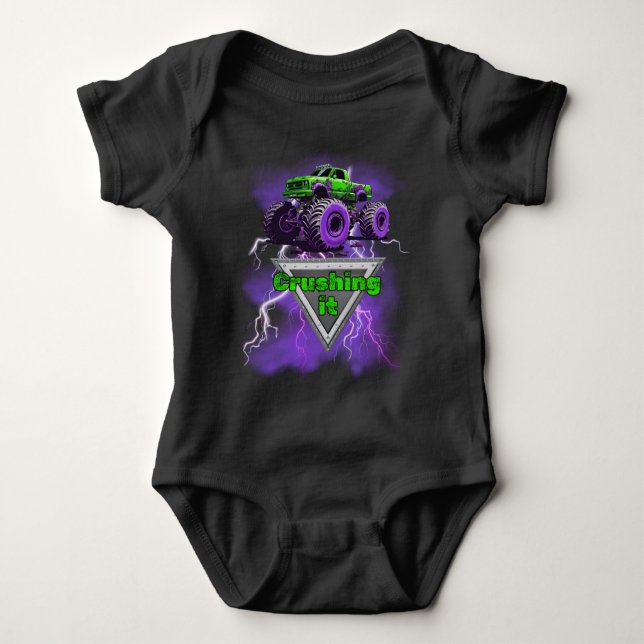 Crushing It, Monster Truck Baby One-piece Baby Bodysuit (Front)